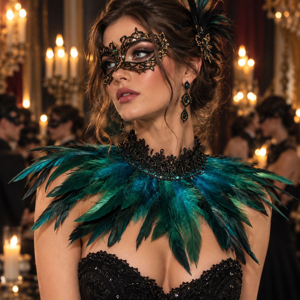 Necklaces - Gothic Feather Neck Collar Lace False