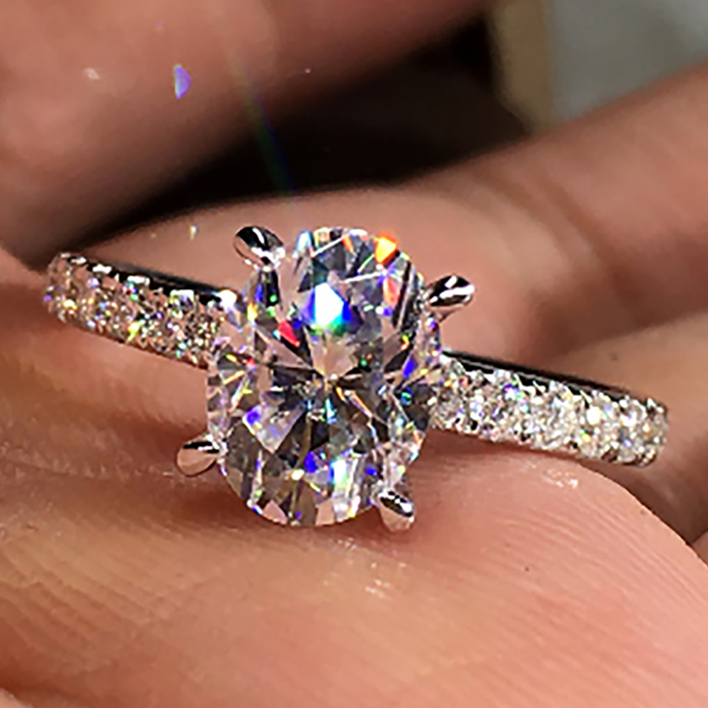 Moissanite Engagement Ring 1 Carat - Custom Solid 10K White Gold Women