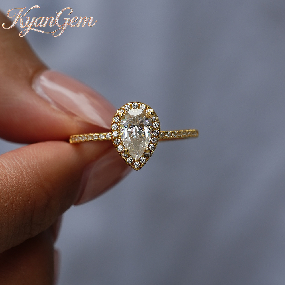 KyanGem Real 18K Gold Moissani - Moissanite Engagement Ring 1 Carat ulasan dan harga