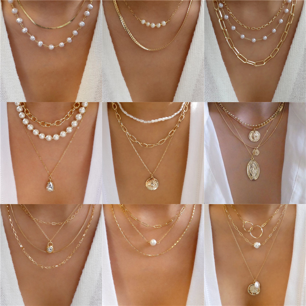 Trendy Gold-plate Geometric Be - Pearl Choker Necklace Vintage ulasan dan harga