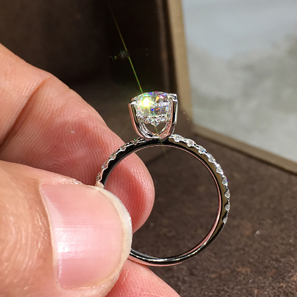 Custom Solid 10K White Gold Wo - Moissanite Engagement Ring 1 Carat ulasan dan harga