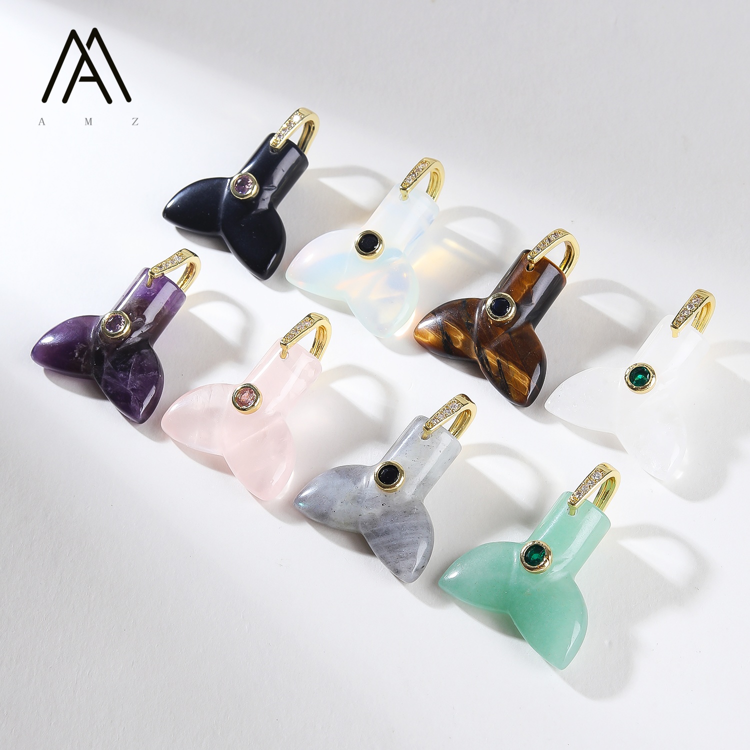 1/3/5/10pcs Fish Tail Natural  - Crystal Pendant Necklace Natural Stone ulasan dan harga