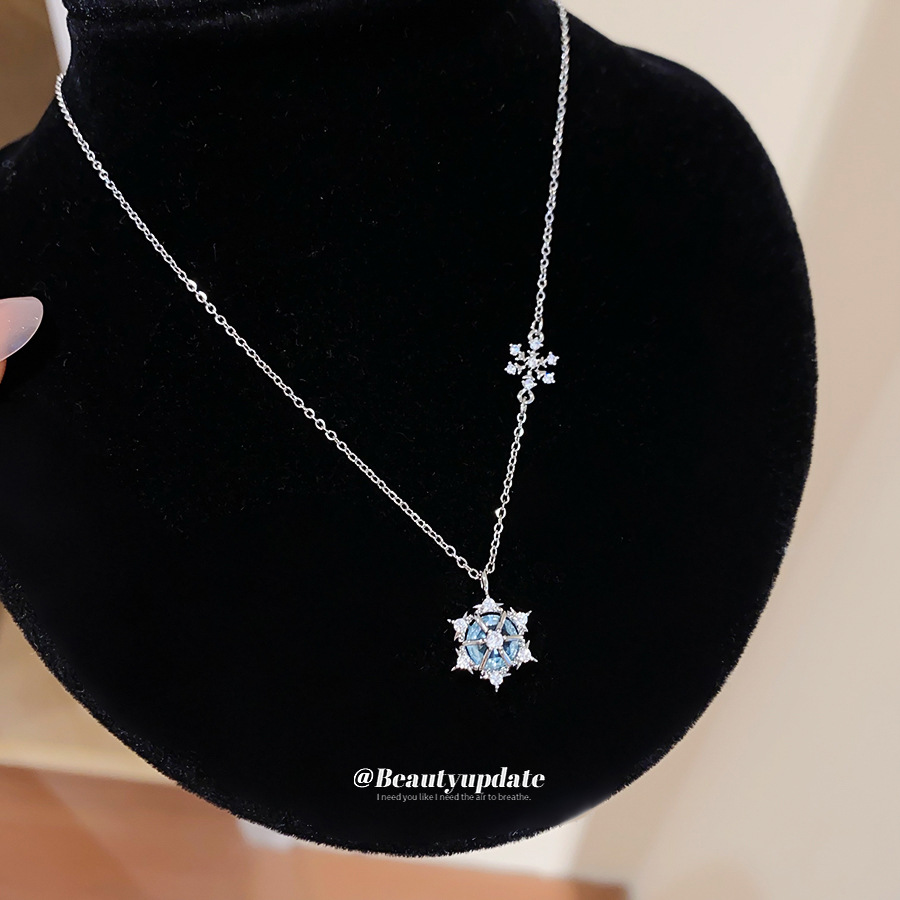 Sparkling Ice Crystal Snowflak - Layered Pendant Necklace Aesthetic ulasan dan harga