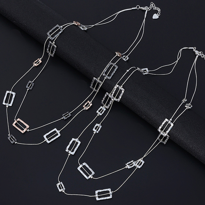 Layered Long Chain Necklace Ha - Layered Pendant Necklace Aesthetic ulasan dan harga
