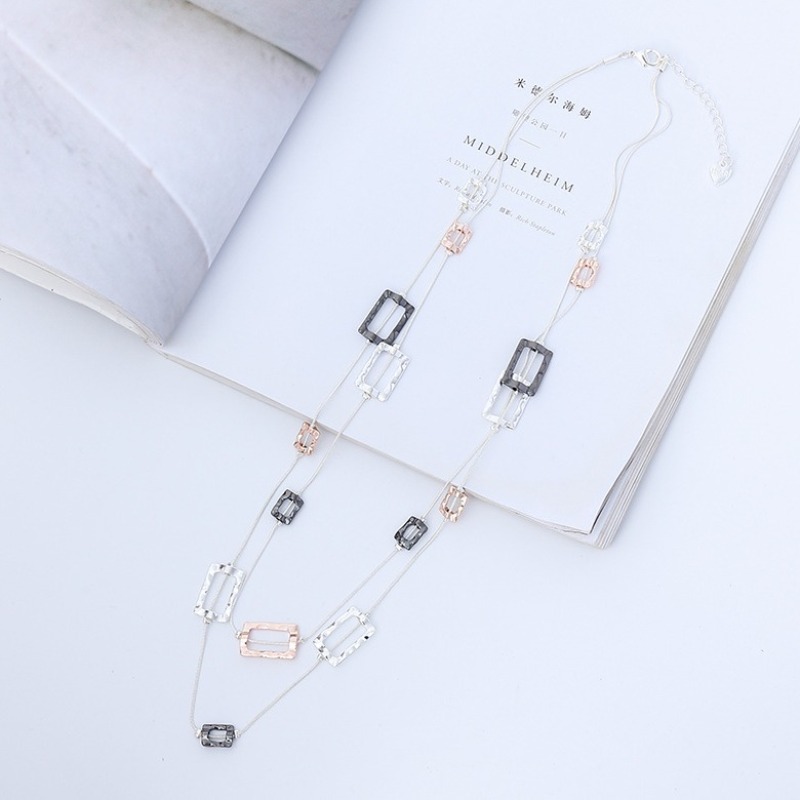 Layered Long Chain Necklace Ha - Layered Pendant Necklace Aesthetic ulasan dan harga