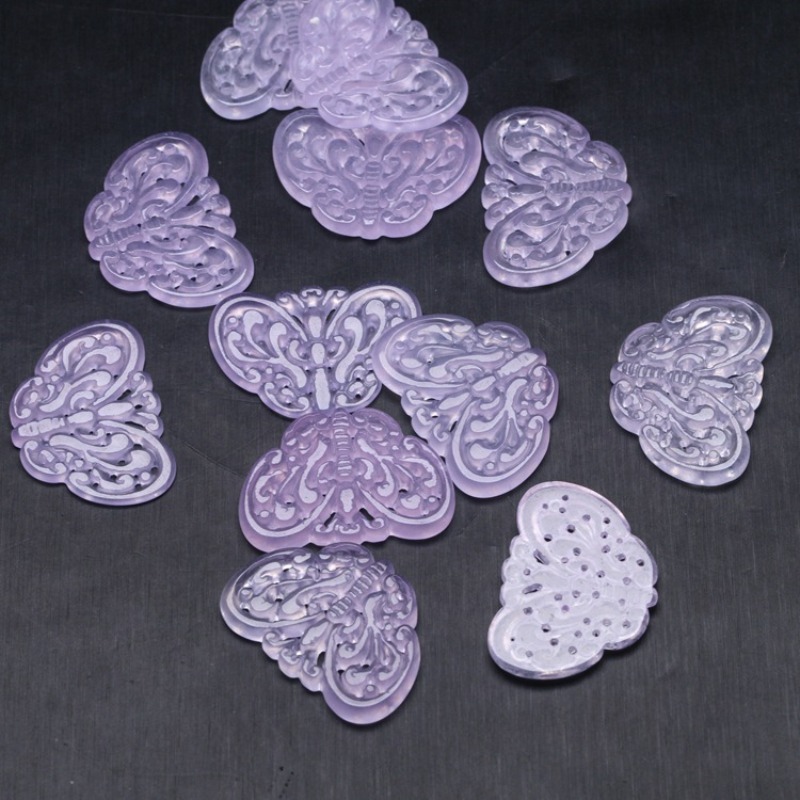 2pc Natural Purple Jade Hollow - Earrings ulasan dan harga