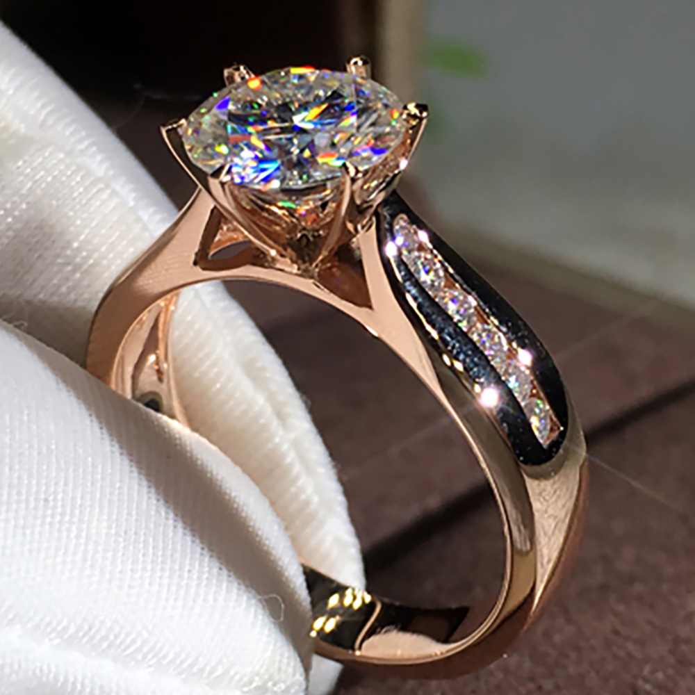 Custom Solid 14K Au585 White G - Moissanite Engagement Ring 1 Carat ulasan dan harga