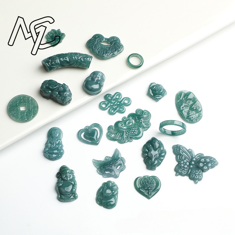 2PC Natural Blue Water Jadeite - Earrings ulasan dan harga