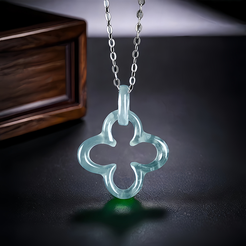 Blue Myanmar Jadeite Four Leaf - Necklaces ulasan dan harga