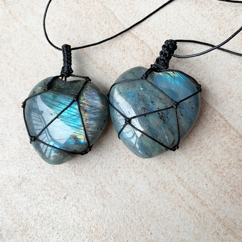 Natural Hand-woven Labradorite - Crystal Pendant Necklace Natural Stone ulasan dan harga