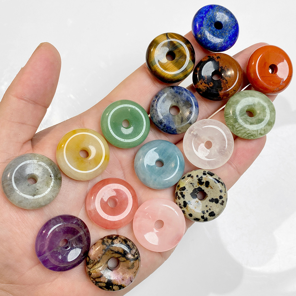 1pc 25MM Circle Donut for Neck - Crystal Pendant Necklace Natural Stone ulasan dan harga