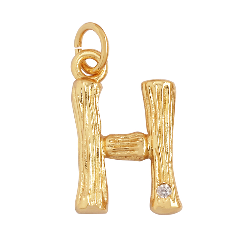 Bamboo Wood Style 18K Gold Pla - Initial Letter Necklace 18K Gold ulasan dan harga
