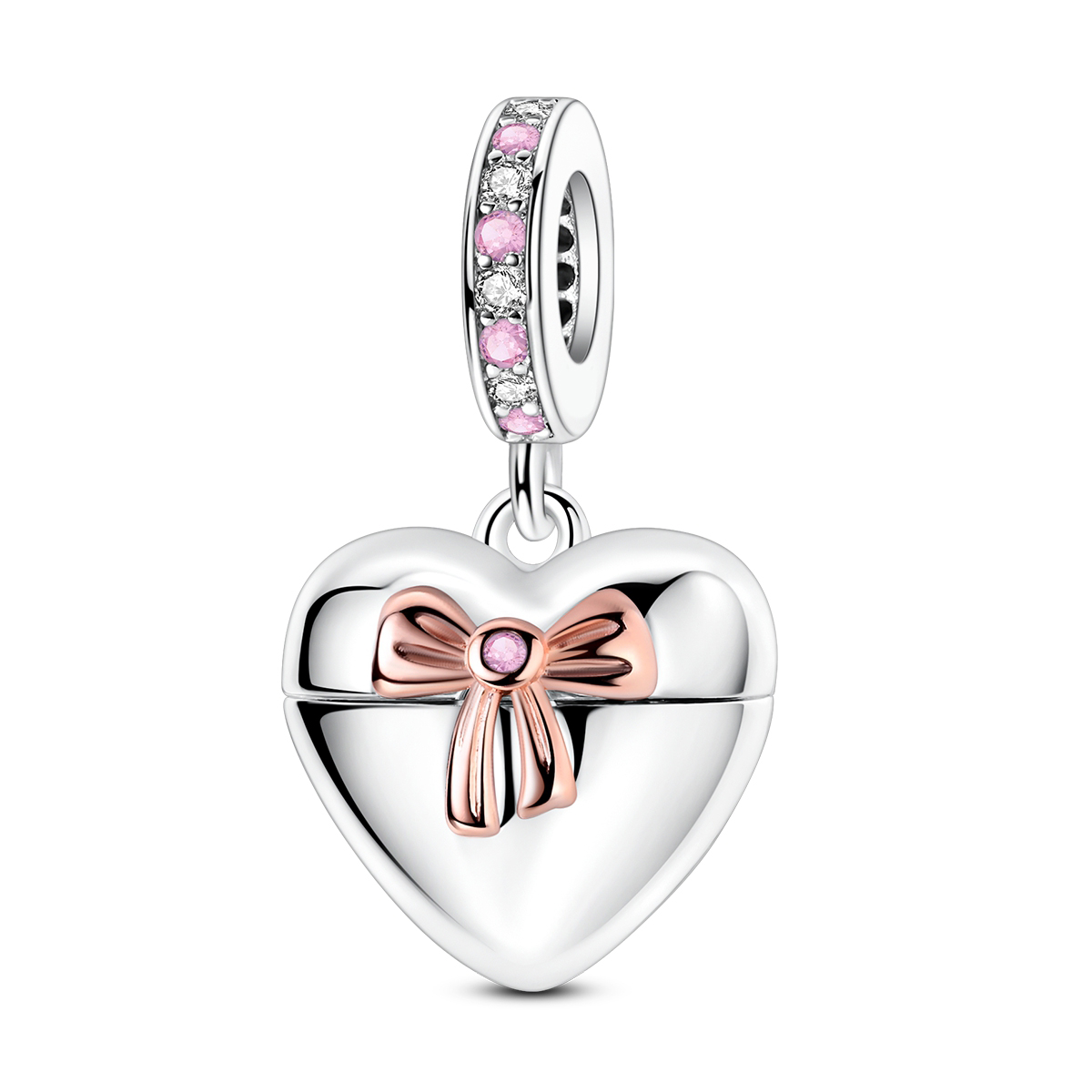 925 Sterling Silver Two-tone H - Heart Locket Necklace Photo ulasan dan harga