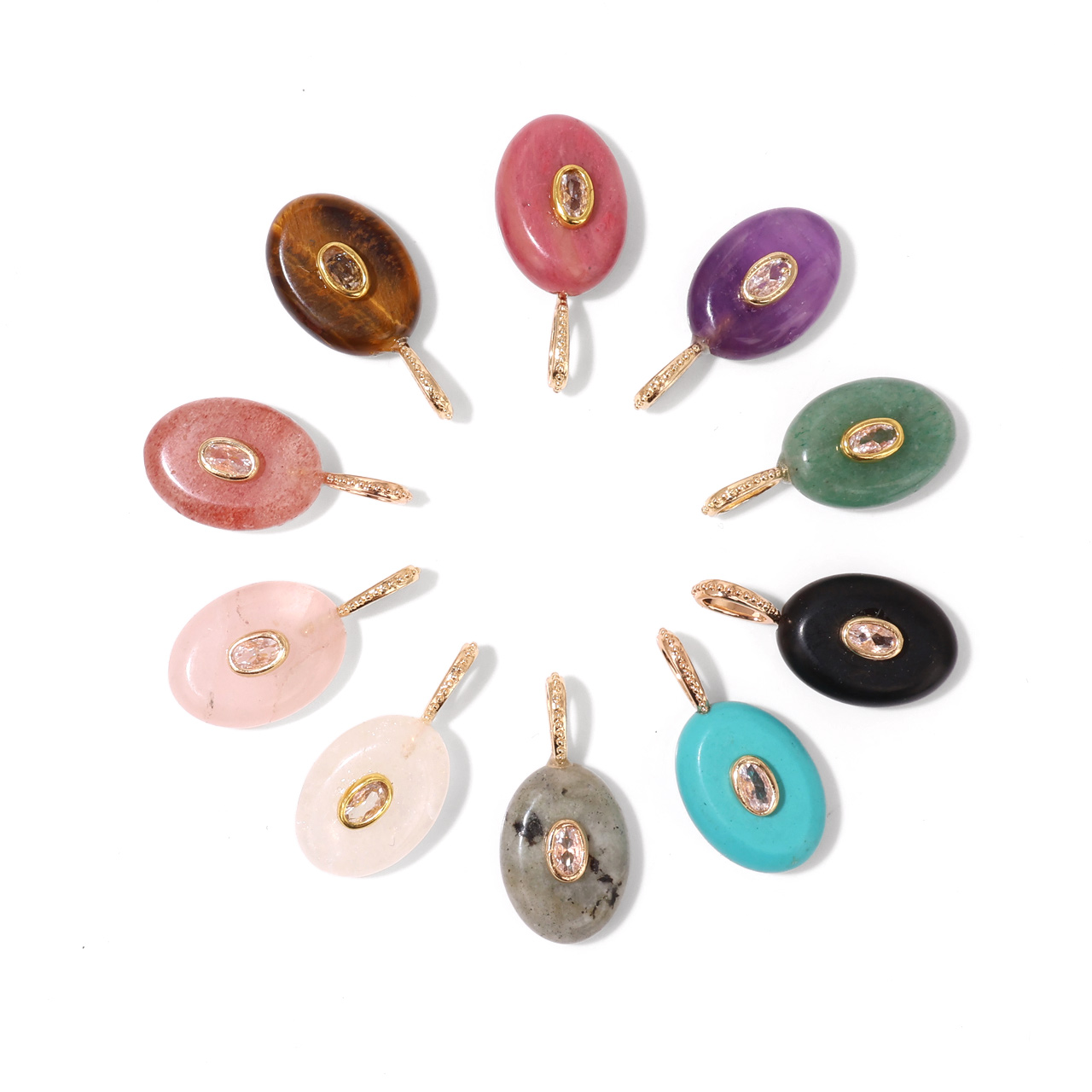 1PC Natural Stone Oval Evil Ey - Crystal Pendant Necklace Natural Stone ulasan dan harga